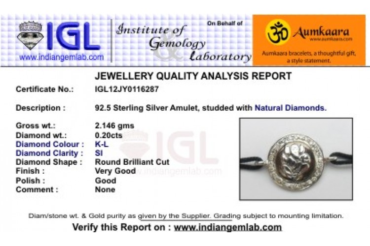 Ganesh Border Diamond Bracelet in Silver on nylon thread